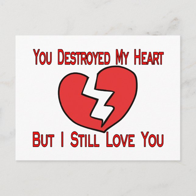 Destroyed My Heart Valentine Holiday Postcard (Front)