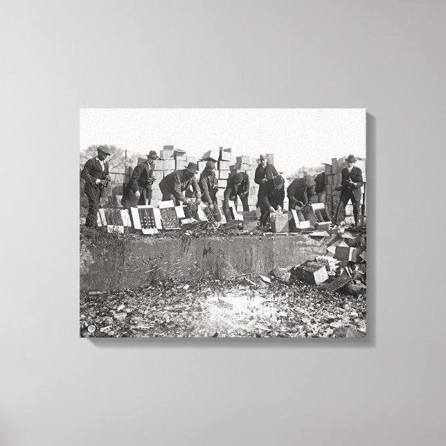 Destroying Bootleg Liquor, 1923 Canvas Print (Front)