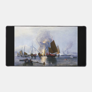 Destroying Chinese War Junks 1843 Desk Mat