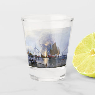 Destroying Chinese War Junks 1843 Shot Glass
