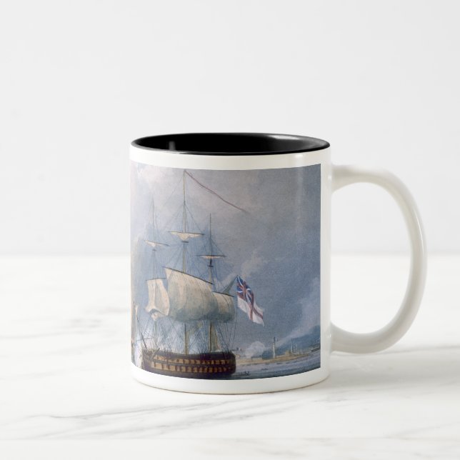Destruction of the French Frigates L'Arianne & L'A Two-Tone Coffee Mug (Right)