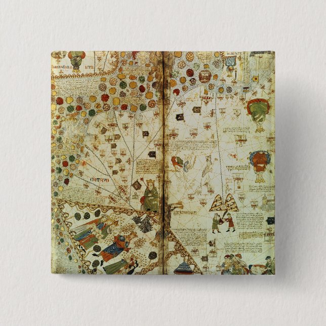 Detail from a Catalan World Map 15 Cm Square Badge (Front)