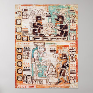 Detail from a Mayan codex Poster