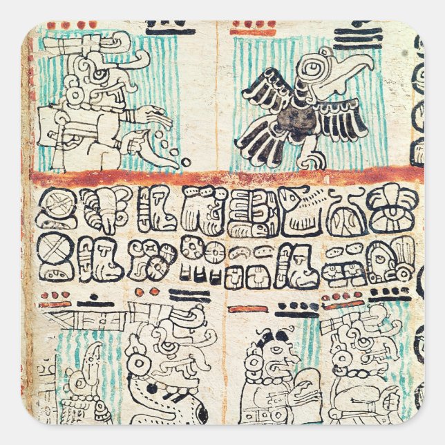 Detail from a Mayan codex Square Sticker (Front)