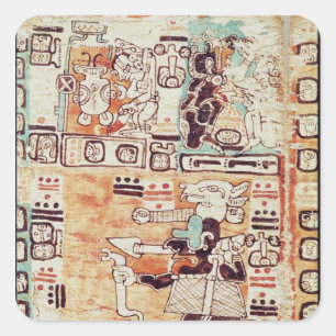 Detail from a Mayan Codex Square Sticker