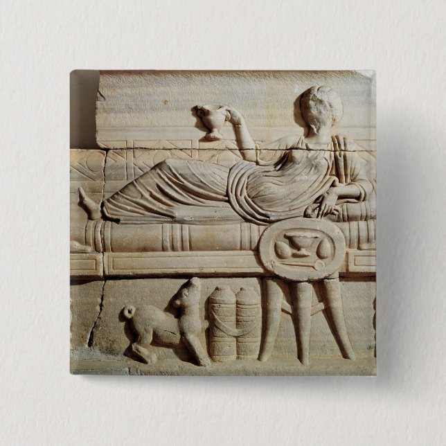Detail from a sarcophagus 15 cm square badge (Front)