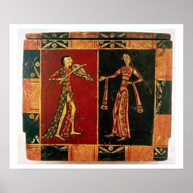 Detail from a wedding chest depicting a musician a poster (Front)