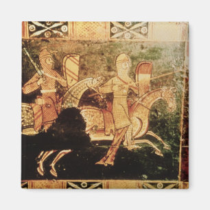 Detail from a wedding chest depicting soldiers goi magnet