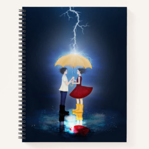 Detail From Lovestruck - Couple Sharing Umbrella Notebook