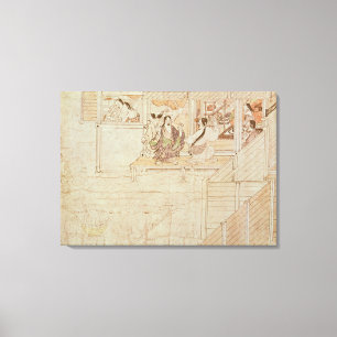 Detail from Shigisan Engi Emaki, Kamakura Period Canvas Print