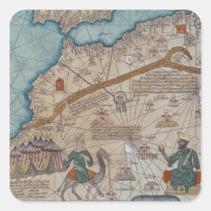 Detail from the Catalan Atlas, 1375 Square Sticker