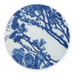 Detail Hedgerows,Cobalt Blue Ceramic Art Knob