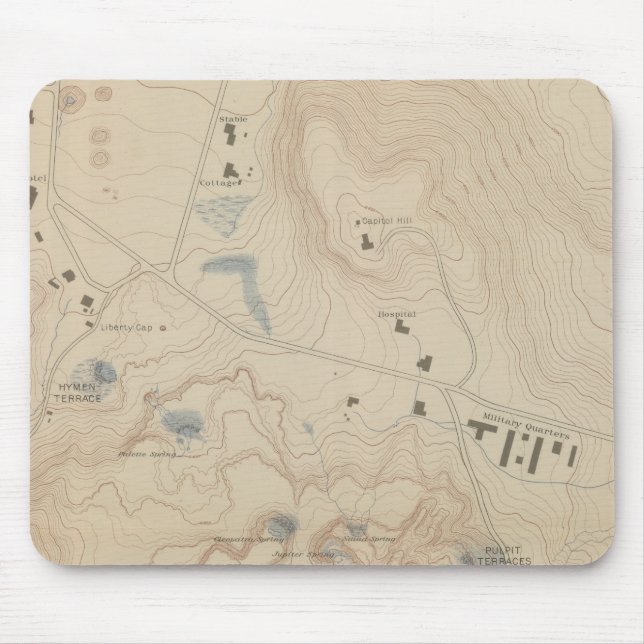 Detail Map of Mammoth Hot Springs Mouse Mat (Front)