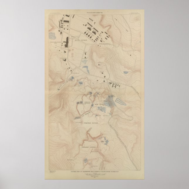Detail Map of Mammoth Hot Springs Poster (Front)