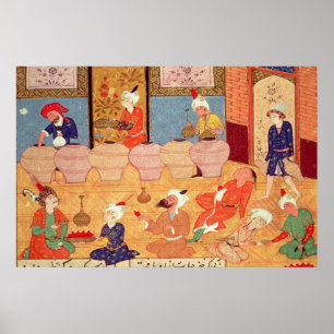 Detail of a banquet with musicians poster