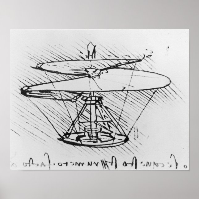 Detail of a design for a flying machine, c.1488 poster (Front)