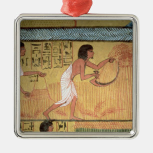 Detail of a harvest scene on the East Wall Metal Tree Decoration