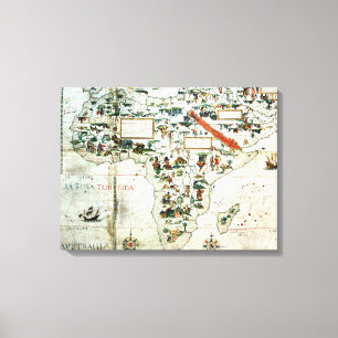 Detail of a map of the world showing Africa Canvas Print