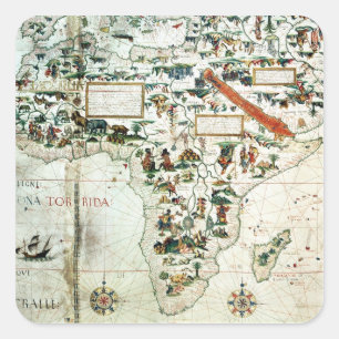Detail of a map of the world showing Africa Square Sticker
