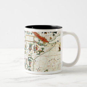 Detail of a map of the world showing Africa Two-Tone Coffee Mug