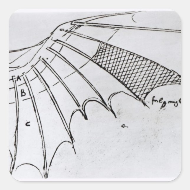 Detail of a mechanical wing square sticker (Front)