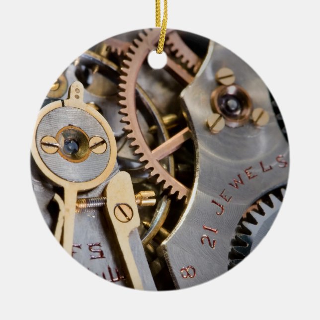 Detail of a pocket watch ceramic tree decoration (Front)