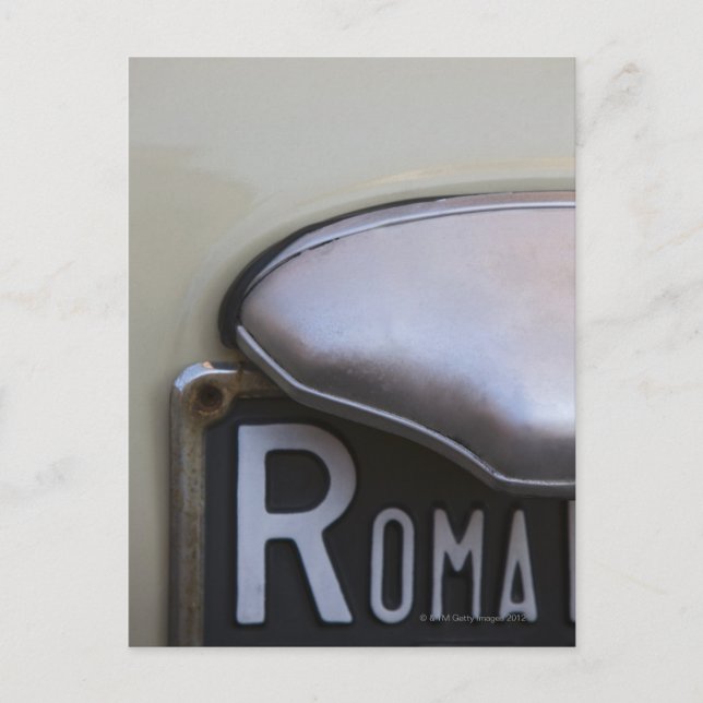 detail of a Roma number plate on a small Italian Postcard (Front)