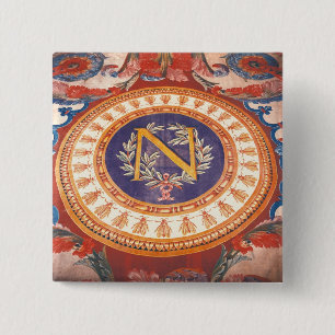 Detail of a rug with the 'N' of Napoleon I 15 Cm Square Badge