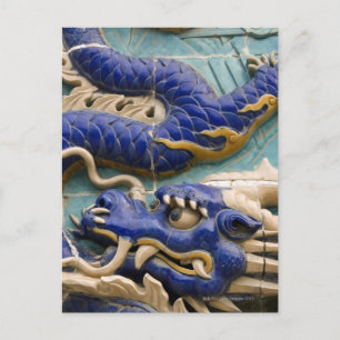 Detail of ceramic dragon on historic Nine Dragon Postcard