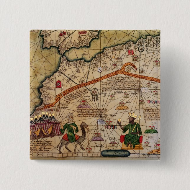 Detail of Copy of a Catalan Map of Europe 15 Cm Square Badge (Front)