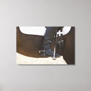 detail of female dressage rider on horse canvas print