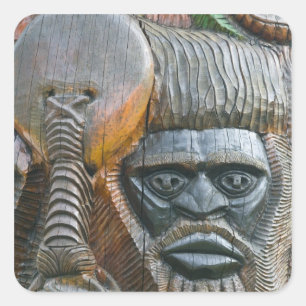 Detail of Kanak totem pole, Noumea, New Square Sticker