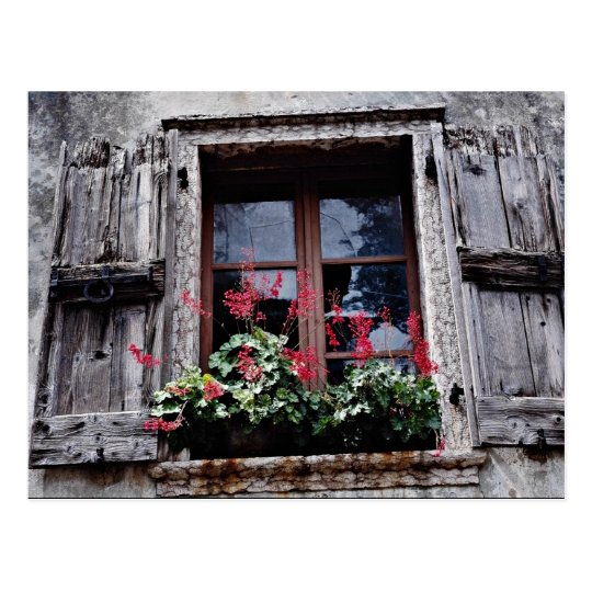 Detail of old house in Square, Garda, Italy flowe Postcard
