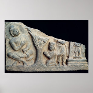 Detail of relief frieze depicting a seated poster