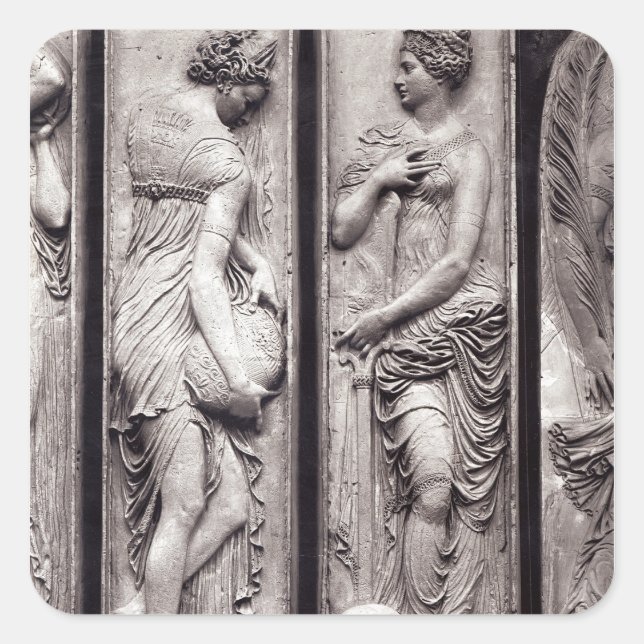 Detail of reliefs square sticker (Front)