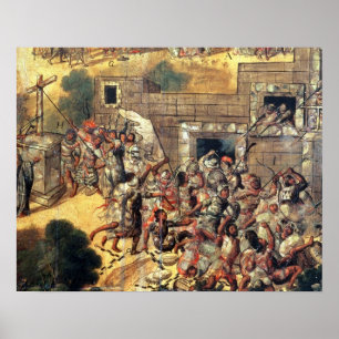 Detail of the Attempt to Pull Down the Cross facin Poster
