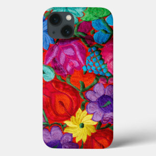 Detail of traditional embroidery floral textile iPhone 13 case