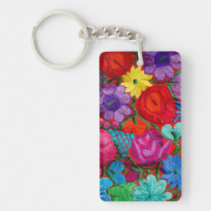Detail of traditional embroidery floral textile key ring