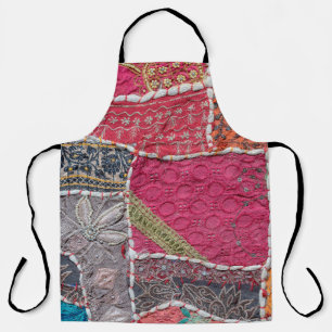 Detail old colourful patchwork carpet, India. Clos Apron