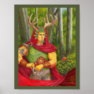 Detail portrait of the Celtic Oak King Poster