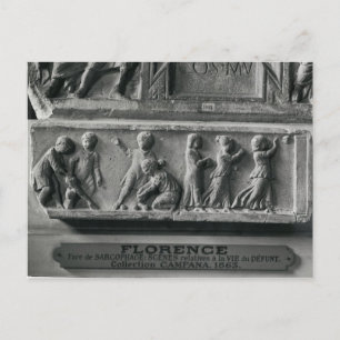Detail sarcophagus depicting children playing postcard