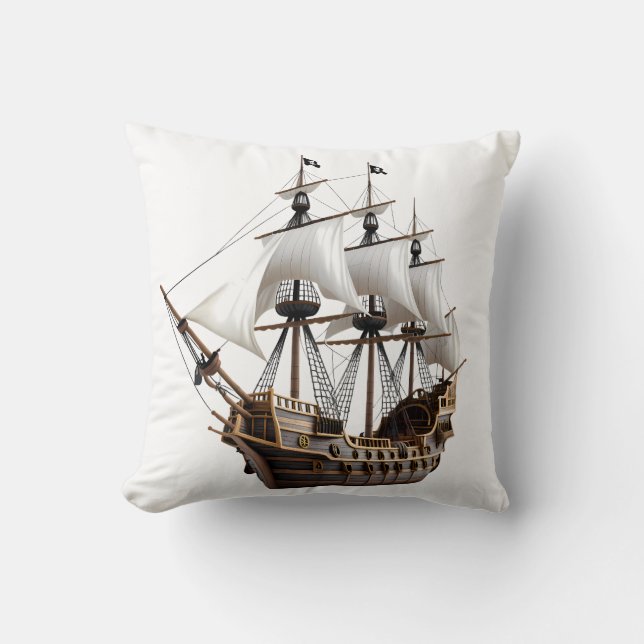 Detailed 3D Rendering of a Pirate Ship Cushion (Front)