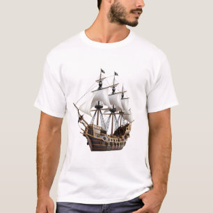 Detailed 3D Rendering of a Pirate Ship T-Shirt