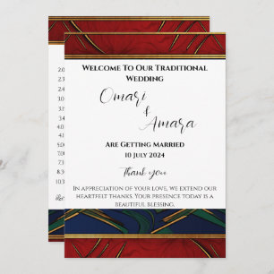 Detailed Afrocentric Reception Wedding Program  Invitation