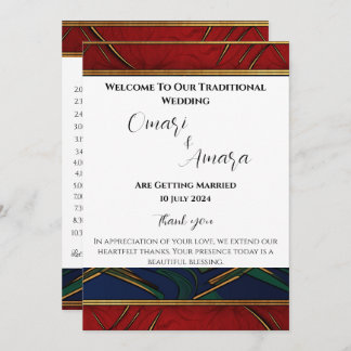 Detailed Afrocentric Reception Wedding Program  Invitation