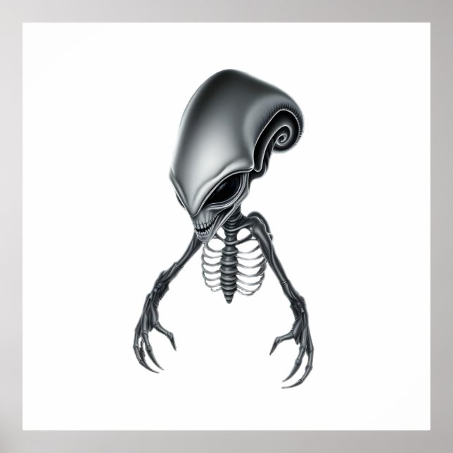 Detailed Alien with Visible Skeletal Structure Poster (Front)