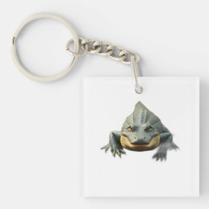 Detailed Alligator Illustration with Red Eyes Key Ring