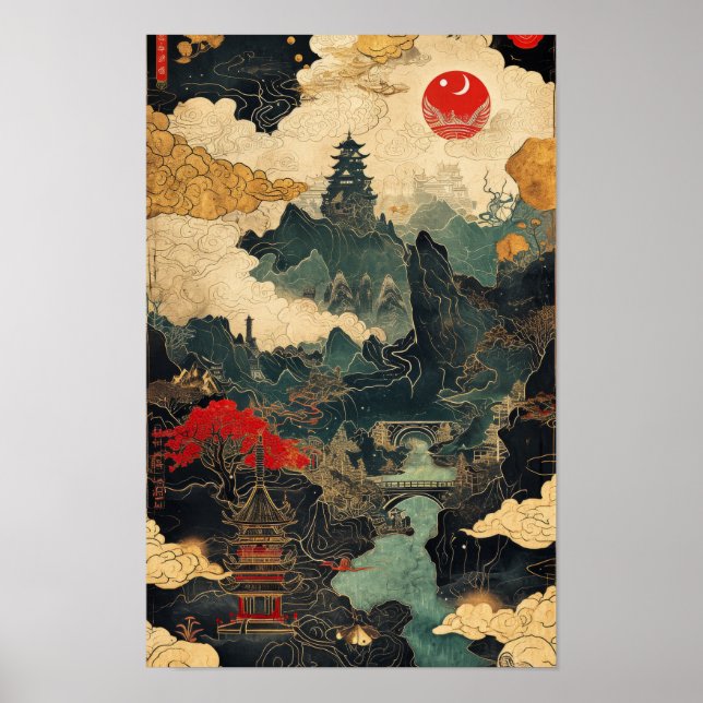 Detailed Asia Road Map Poster (Front)