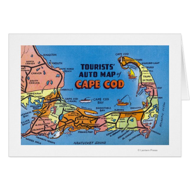 Detailed Auto Map of Cape Cod (Front Horizontal)