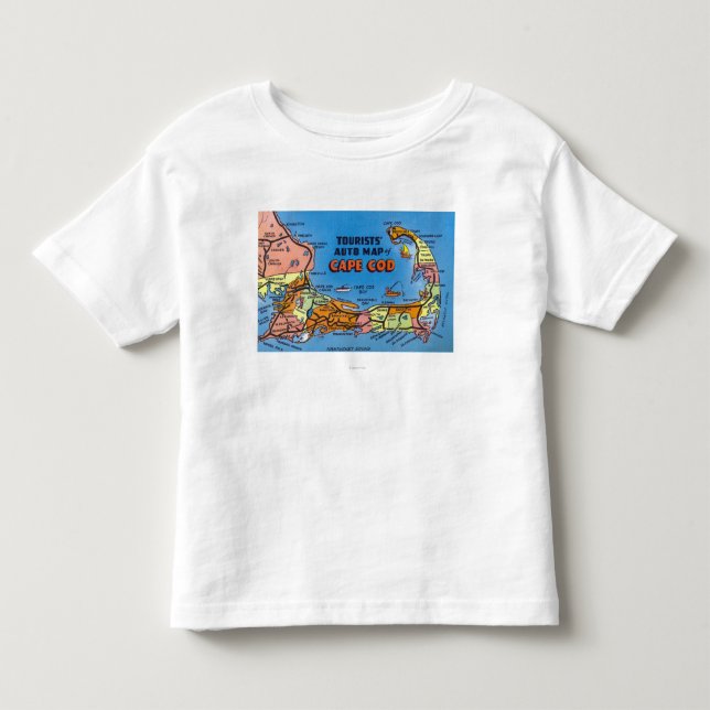 Detailed Auto Map of Cape Cod Toddler T-Shirt (Front)